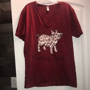 Southern trend v neck maroon medium leopard pig